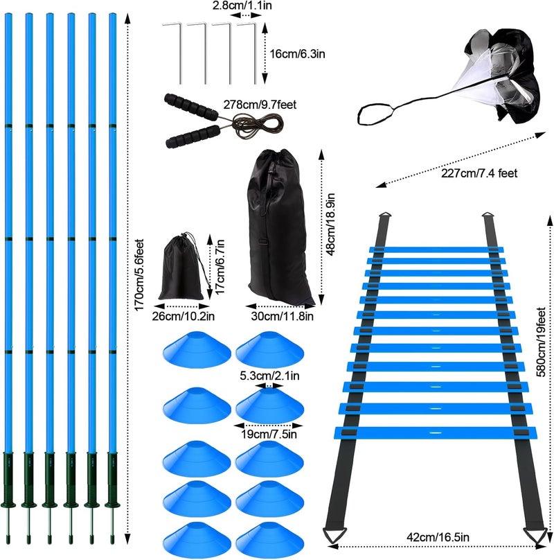 Supvision 24Pcs Soccer Agility Training Equipment Set Ultimate Agility Poles Cones Ladder More for Quick Assembly and Easy Portability Suitable for All Skill Levels Enhance Speed Agility Training - Image 2